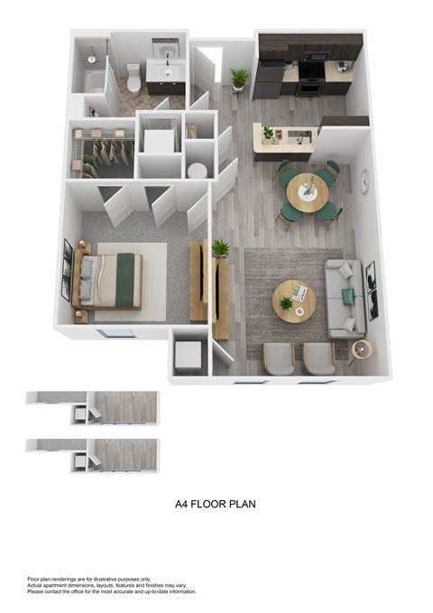 Floor plan for 1 bed, 1 bath, 653 sqft